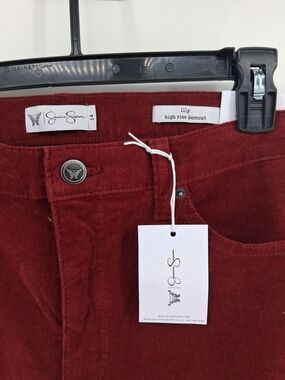 Jessica Simpson Lily High Rise Bootcut Corduroy Pants in Deep Burgundy